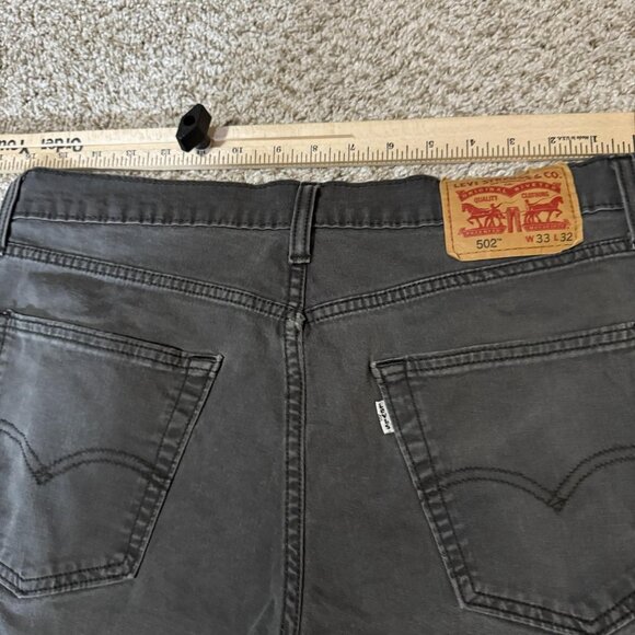 Levis 502 Jeans Mens 33x30 Gray Regular Taper Stretch Denim Pants Casual - Picture 9 of 12
